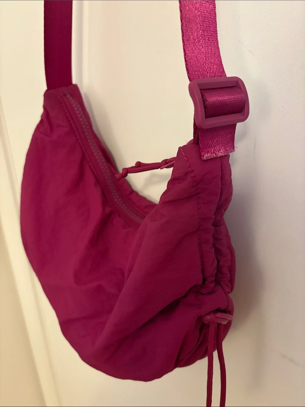 Micro Trek Bag Old Navy Purse Magenta Drawstring Side Adjustable Strap